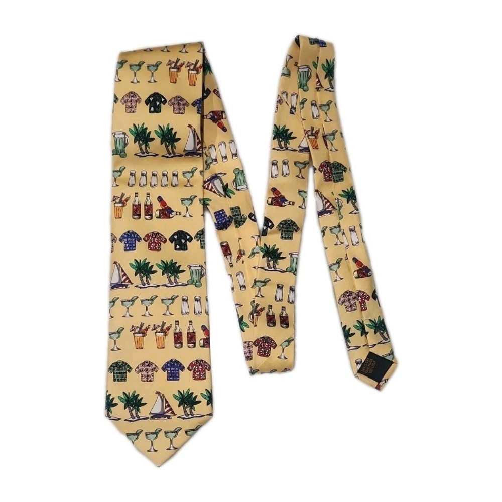 Palms Aloha Margaritas Beer Sailboat 100% Silk Eric Holch Alynn Spring Break Tie